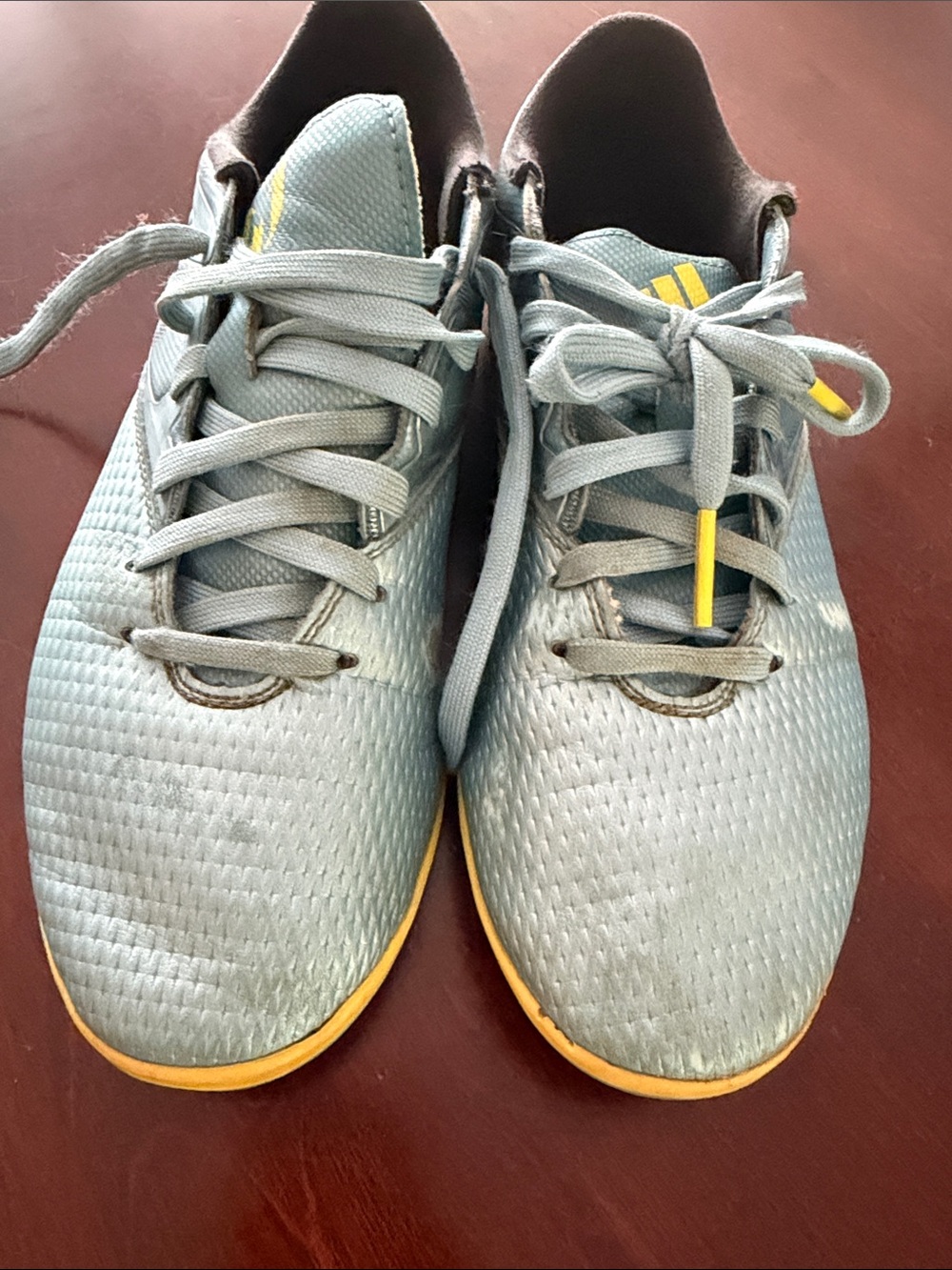 adidas Men’s Futsal Light Blue Sneakers with Yellow Trim